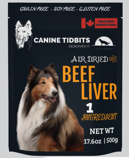 Canine Tidbits Beef Liver Air-Dried Treats for Dogs; Single Ingredient, 17.6oz/ 500g