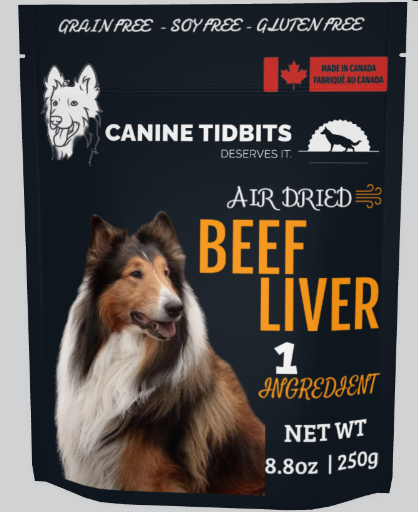 Canine Tidbits Beef Liver Air-Dried Treats for Dogs; Single Ingredient, 8.8oz/ 250g