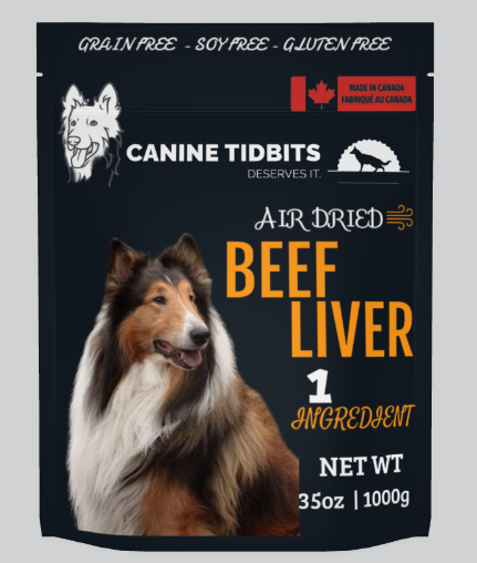 Canine Tidbits Beef Liver Air-Dried Treats for Dogs; Single Ingredient, 35oz/ 1000g