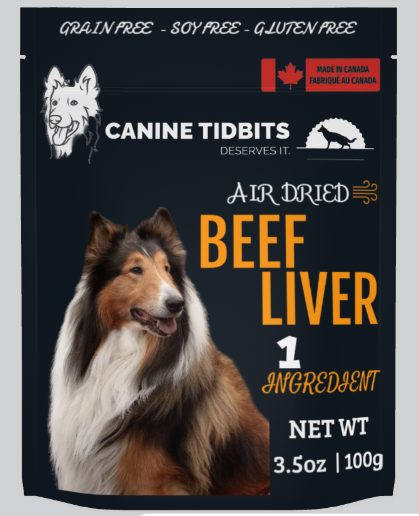 Canine Tidbits Beef Liver Air-Dried Treats for Dogs; Single Ingredient, 3.5oz/ 100g